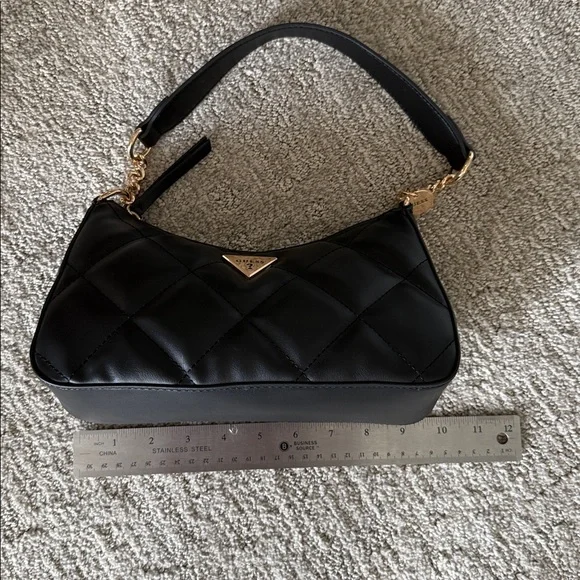 Guess Black Quilted Shoulder Bag with Gold Accents - Picture 4 of 5